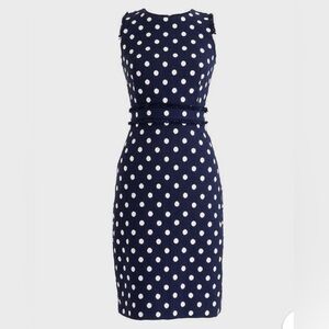 J. Crew Navy & White Polka Dot Tweed Dress